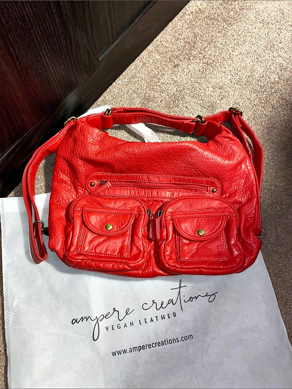 Ampere Creations Convertible Soft Vegan Leather 3-in-1 Crossbody Backpack Bag